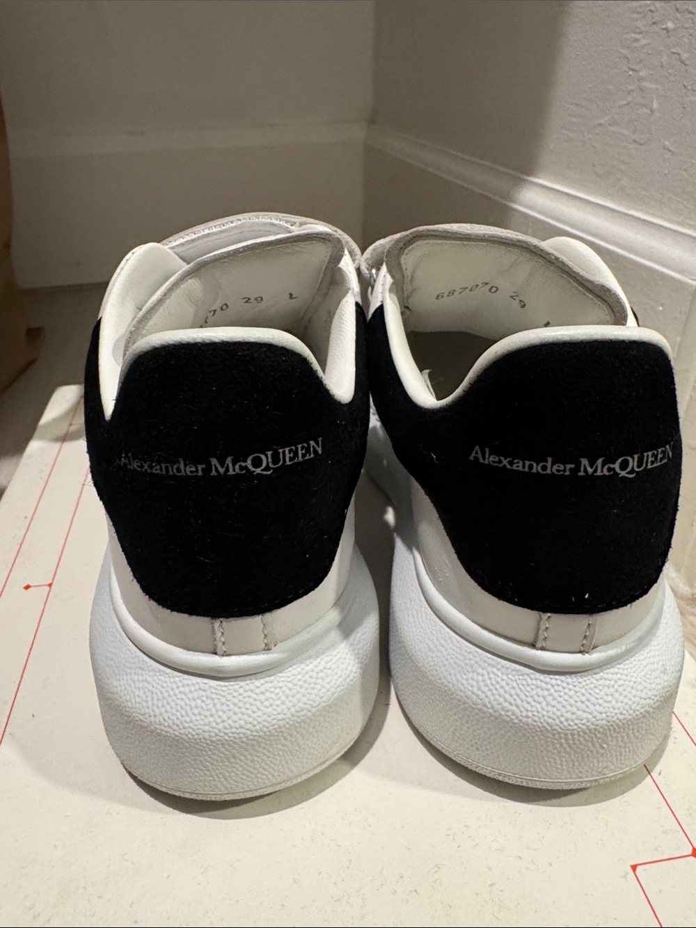 Alexander McQueen White Sneakers with Black Heel Panel